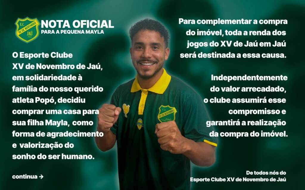 Paulistão Série A3: XV de Jaú vai comprar imóvel para filha de Gabriel Popó 2 XV de Jaú