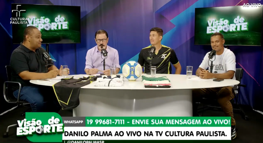 Visão de Esporte faz um panorama das quartas do Paulistão 2 Visão de Esporte desta segunda-feira recebeu o professor Jeferson da escolinha Four Football. Foto: TV Cultura Paulista