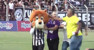 Mascote 'tira onda', leva soco e é expulso no Paulistão Série A4