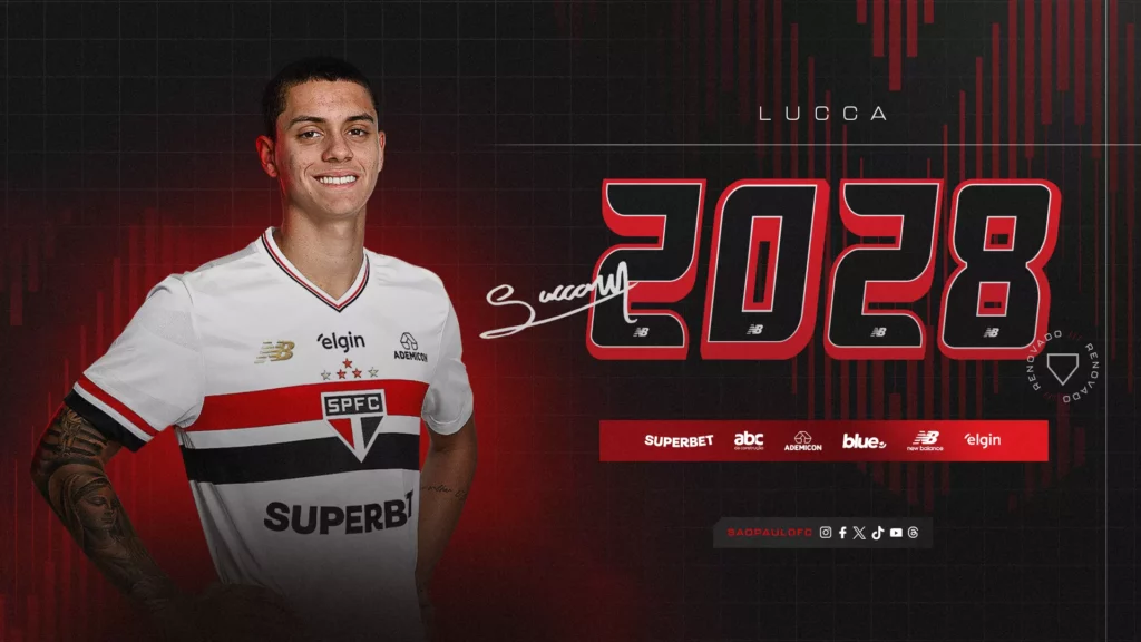 São Paulo renova com o 'talismã' Lucca até abril de 2028: 'Minha segunda família'