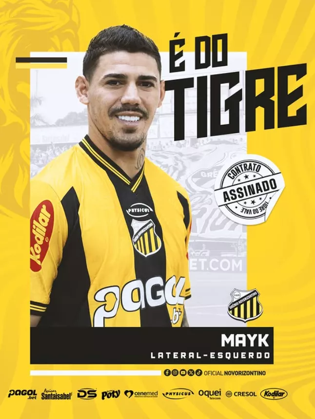 Mayk é o novo jogador do Novorizontino - Foto: Divulgação/Instagram