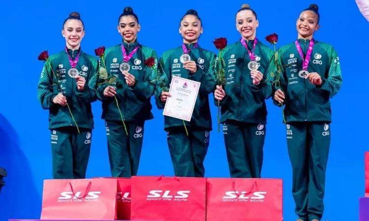 Brasil conquista 2ª prata no Mundial juvenil de ginástica rítmica da Bulgária 2 Brasil conquista 2ª prata no Mundial juvenil de ginástica rítmica da Bulgária (Foto: Simone Ferraro/CBG)
