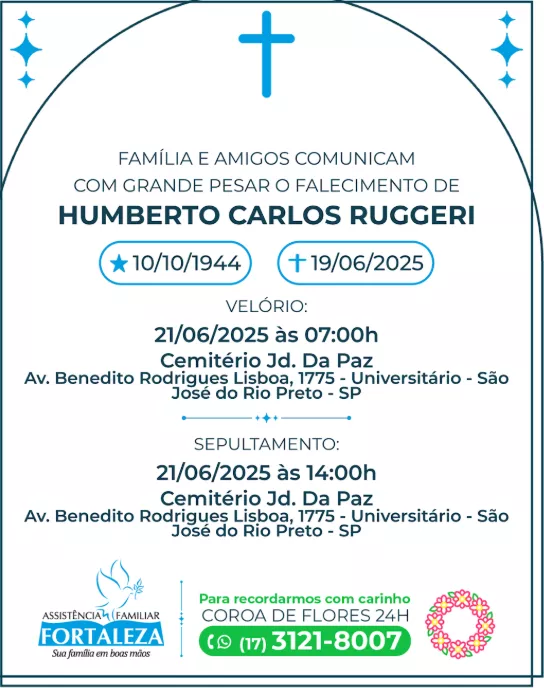 Velório e sepultamento do radialista rio-pretense será no Cemitério Jardim da Paz 2 UR0dq4iZ image