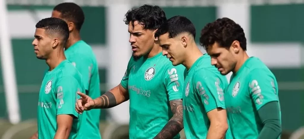 Palmeiras tem desfalques de Giay e Murilo contra o Mirassol 3 Jogadores durante treino (Foto: Cesar Greco/ Palmeiras)