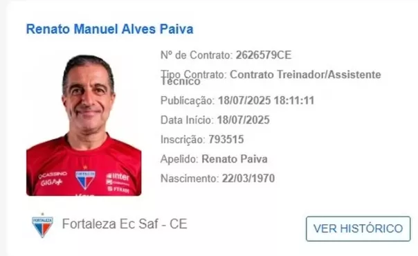 Renato Paiva aparece no BID da CBF