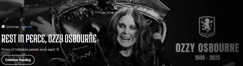 Aston Villa faz última homenagem no adeus a Ozzy Osbourne 2 Aston Villa - 2025