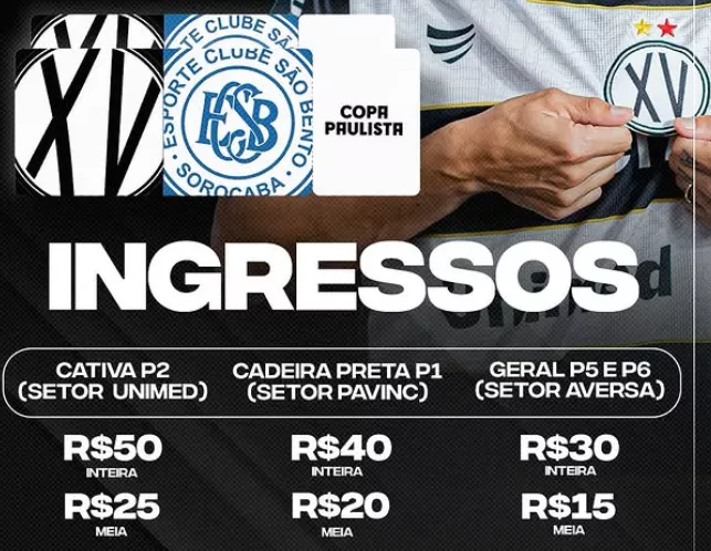 XV de Piracicaba anuncia venda de ingresso para partida contra o São Bento