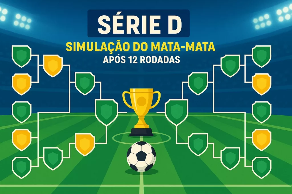 Série D: Simulação dos confrontos do mata-mata após 12ª rodada. Seu time está dentro? 2 Simulação dos confrontos do mata-mata da Série D após a 12ª rodada do Campeonato Brasileiro. Veja quais times estariam classificados e como ficariam os duelos eliminatórios rumo à Série C.