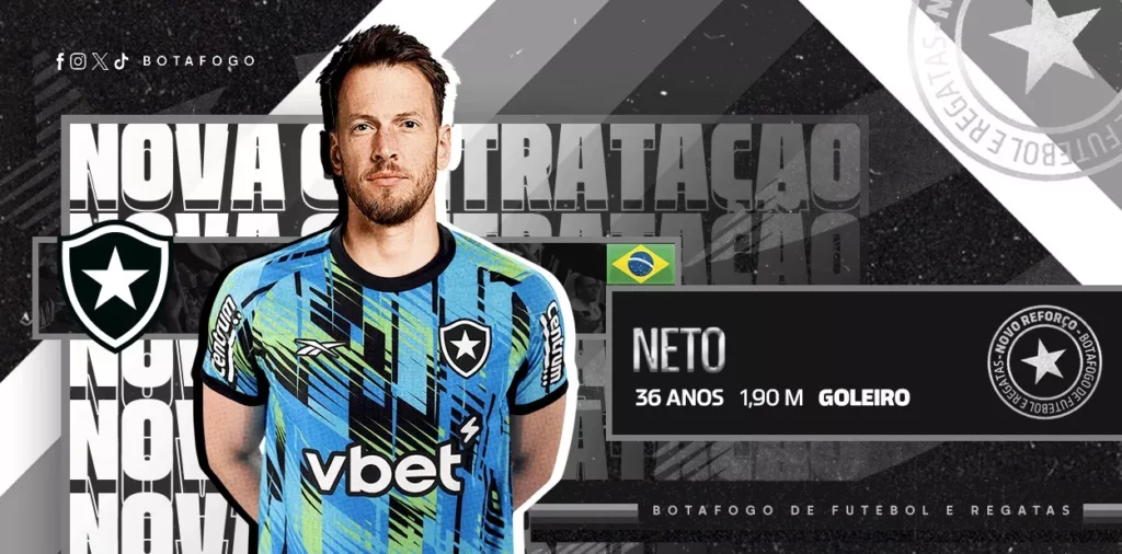 Botafogo anuncia o goleiro Neto, novo concorrente de John