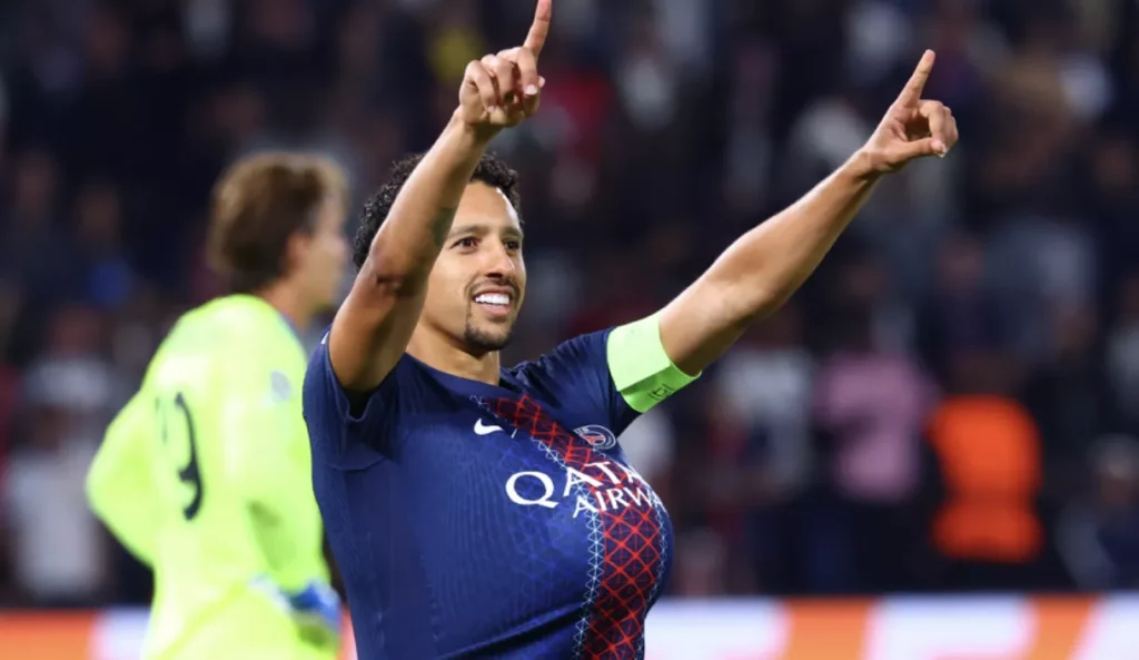 Marquinhos completa 12 anos da estreia no PSG com gol na Champions