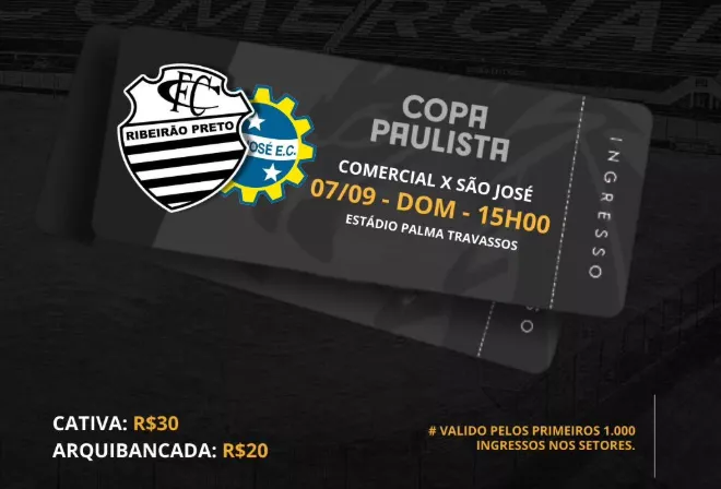 Copa Paulista: Comercial começa a vender ingressos para o jogo contra o São José