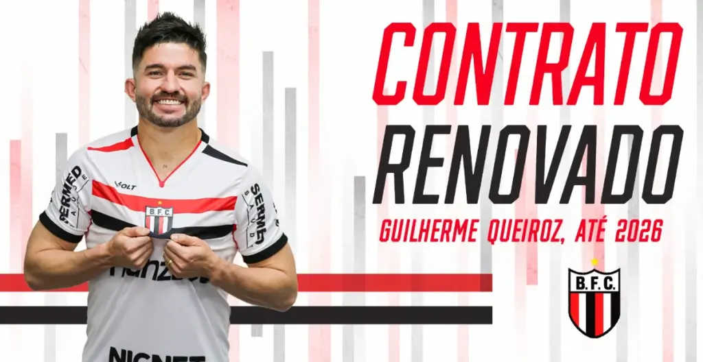 Série B: Botafogo-SP renova com o atacante Guilherme Queiroz