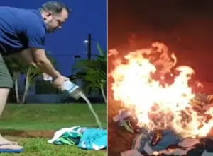 Torcedor queima coleção de camisas do Goiás após time perder o acesso; vídeo