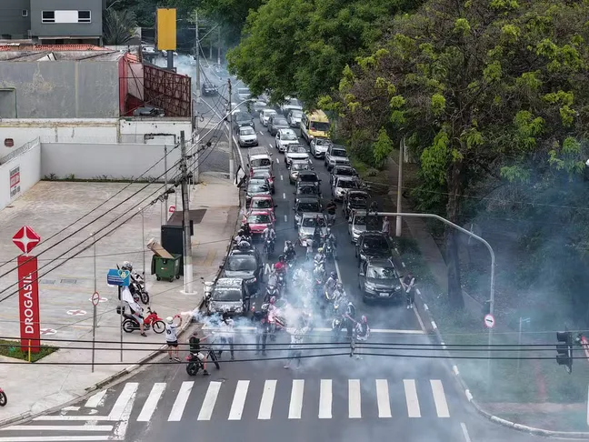 Carreata de torcedores comemora 1º título da Ponte Preta em 2025 anos (Foto: Divulgação @_rdrone)