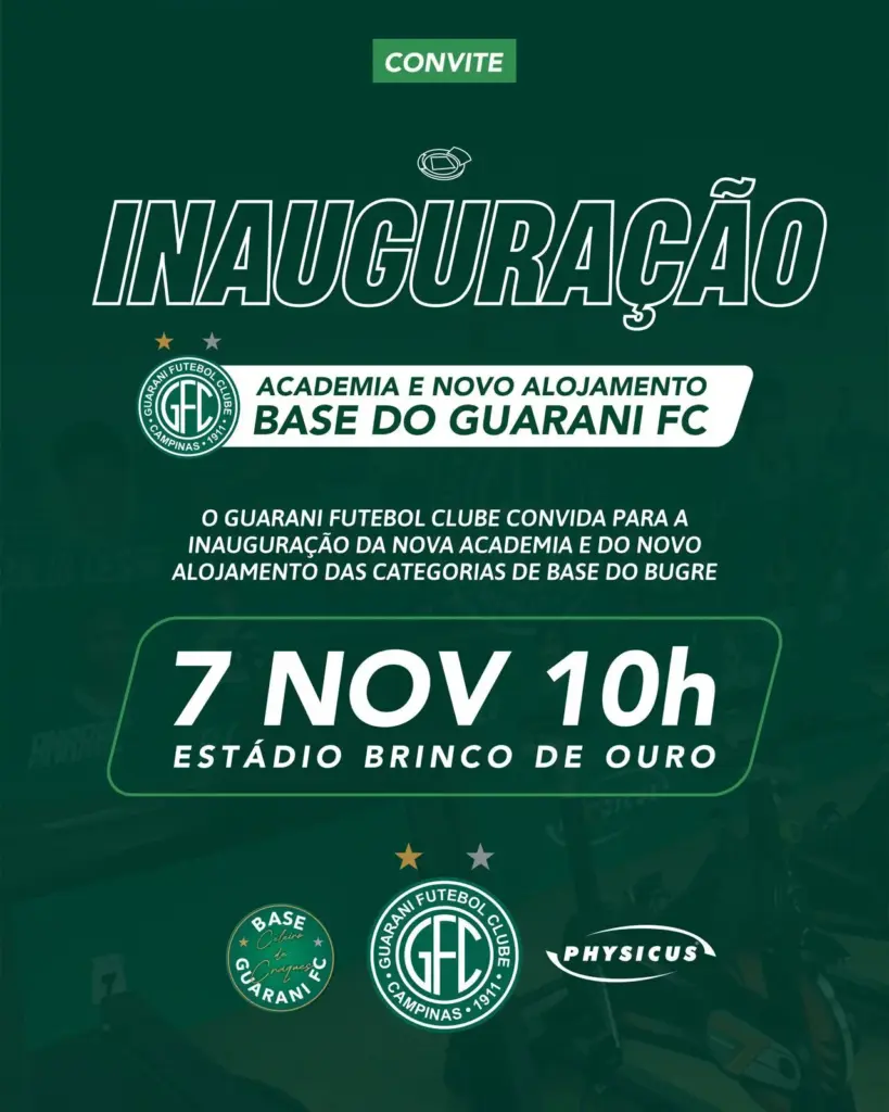 Guarani irá inaugurar nova academia e alojamento das categorias de base