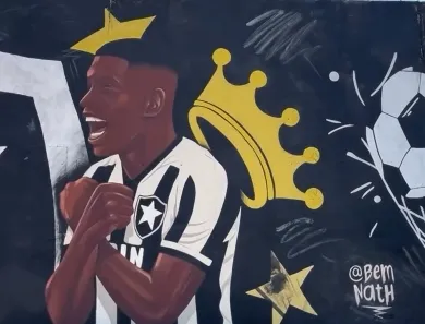 Botafogo: Luiz Henrique ganha homenagem em forma de pintura nos arredores do Nilton Santos