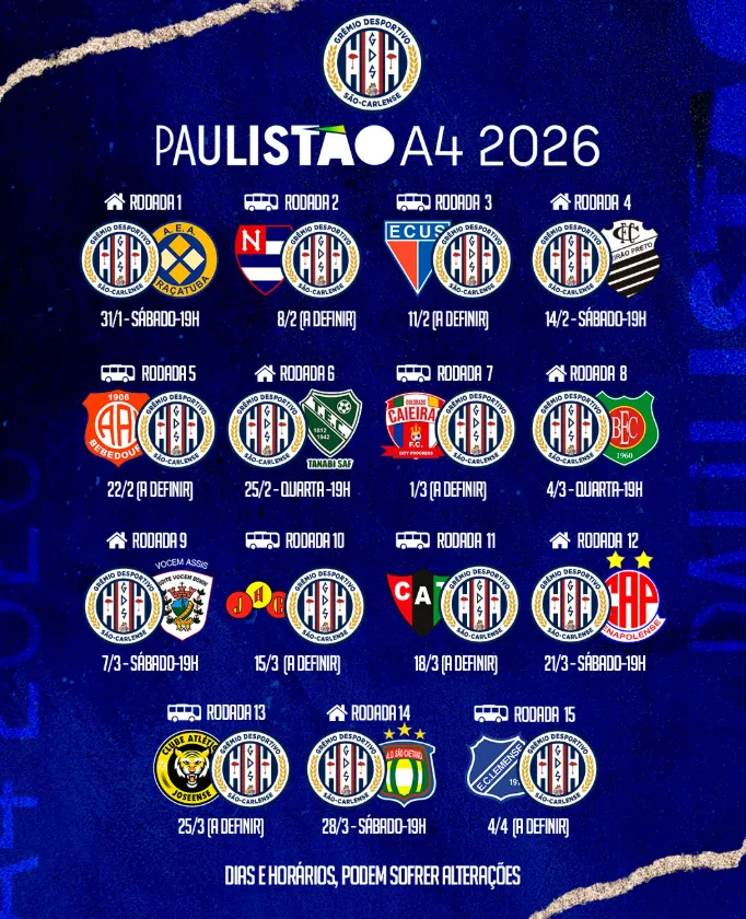 São-Carlense confirma estreia na Série A4 no dia 31 de janeiro contra o Araçatuba 2 5LpQbq8m image