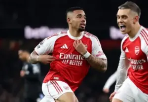 INGLÊS: Jesus volta a marcar depois de um ano em goleada do Arsenal
