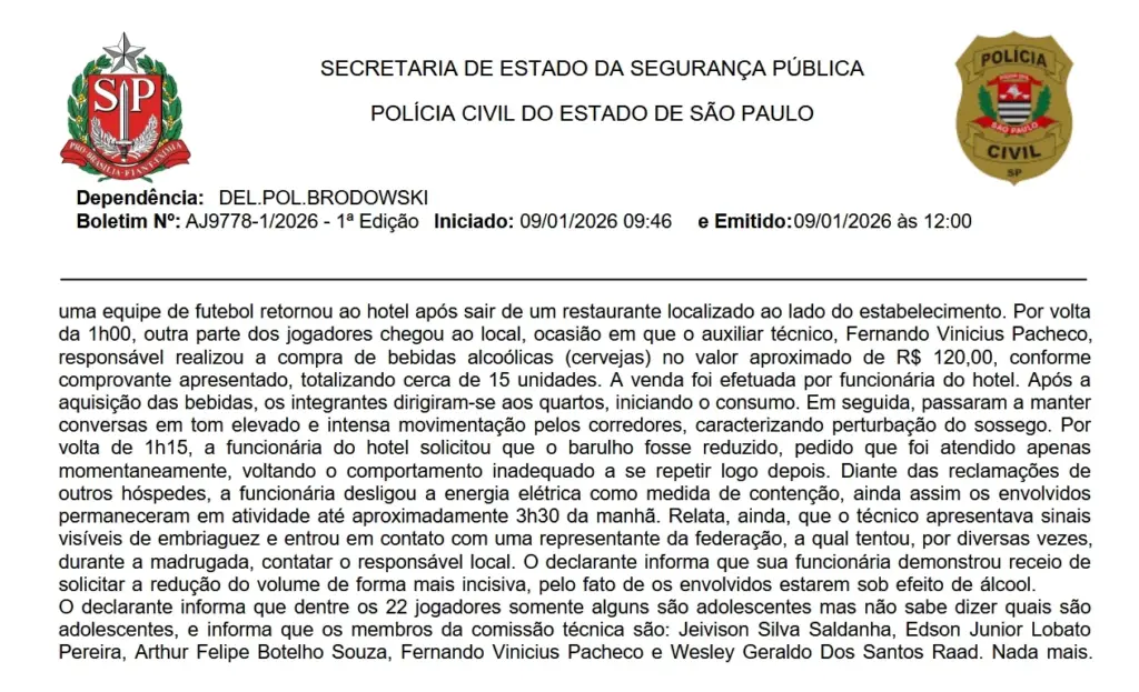 Copinha: Hotel rebate Tuna Luso-PA após polêmica e faz B.O: 'Tocaram terror até 3 da manhã' 2 Screenshot 38