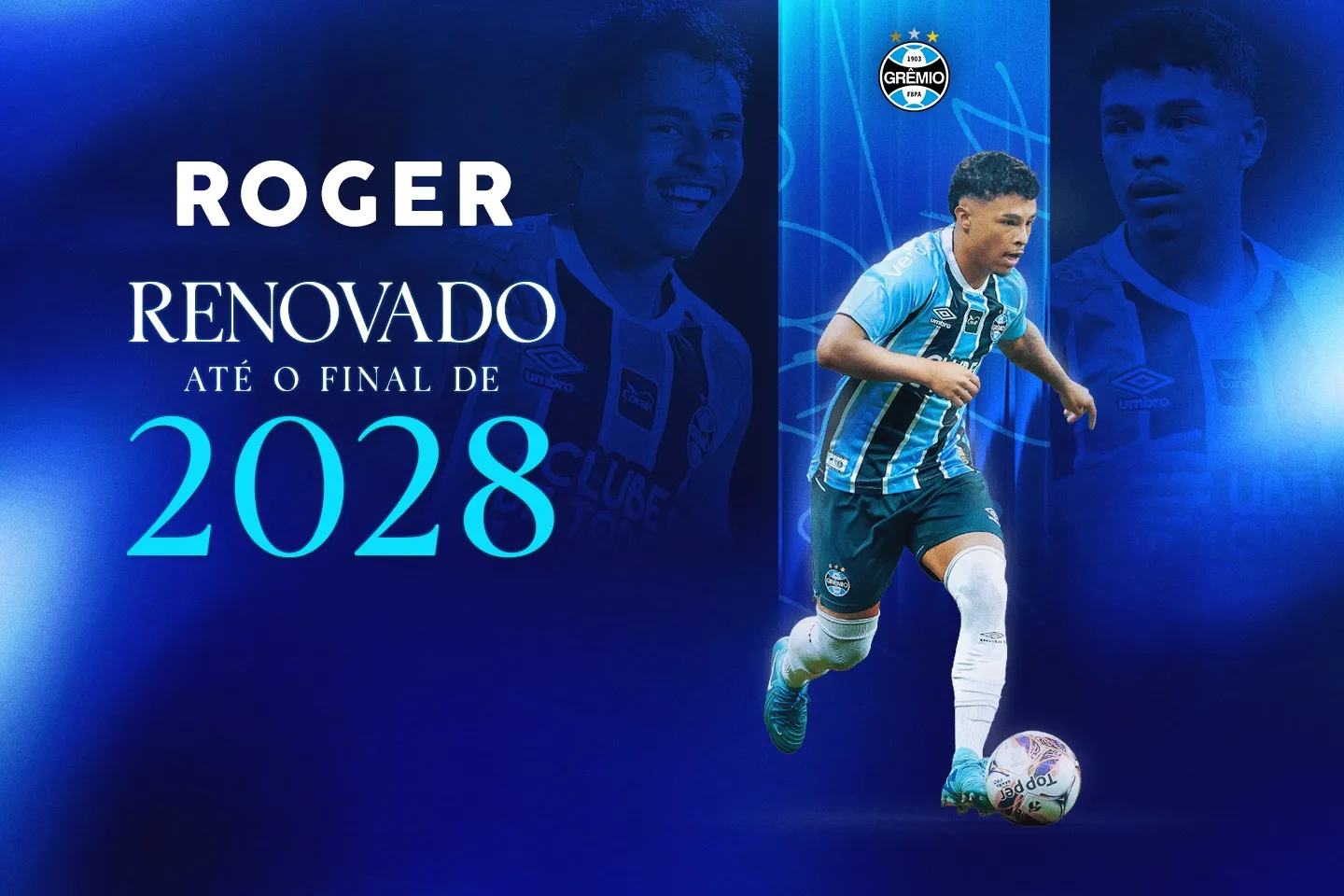 Grêmio estende contrato de Roger até o fim de 2028 (Foto: Divulgação)