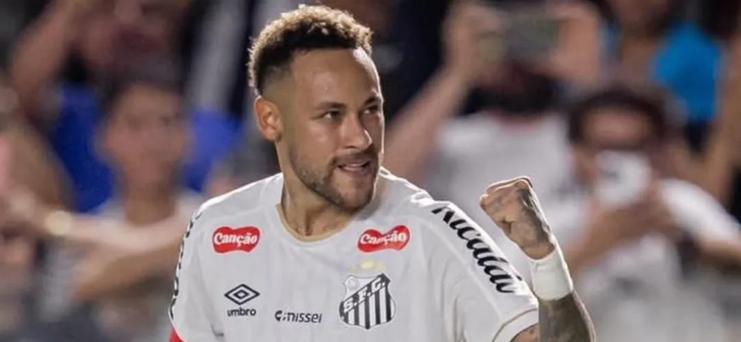 Neymar celebra gol pelo Peixe (Foto: Raul Baretta-Santos FC)