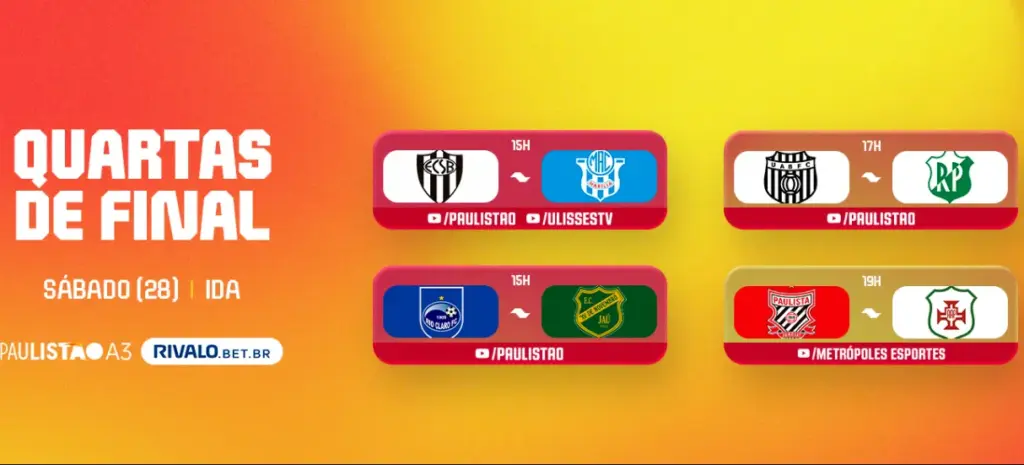 Paulistão A3 Rivalo: FPF define datas e horários das quartas de final