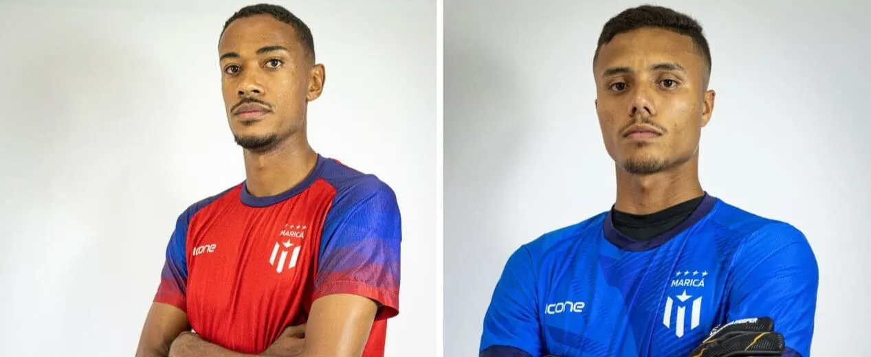 Lucas Sibito, à esquerda, ao lado de Allan, à direita (Foto: Bruno Maia-Maricá FC)