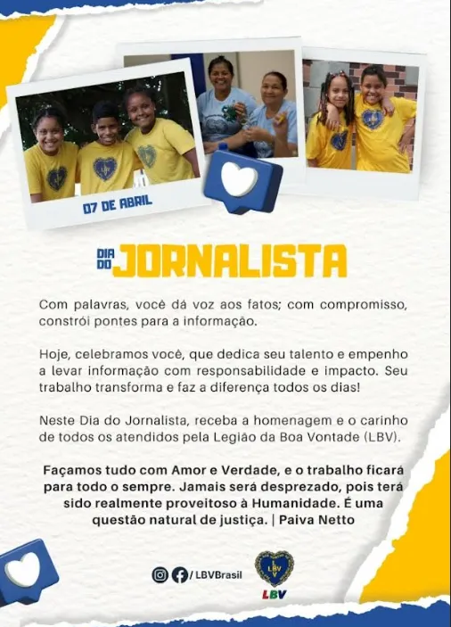 LBV homenageia profissionais da imprensa no Dia do Jornalista 3 VJYkAmQo image