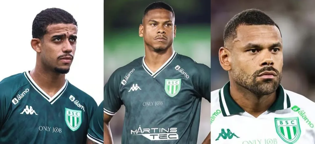 Berê, à esquerda, Lucas Silva no centro e André Rodrigues à direita (Foto: PH Almeida-Boavista SC)