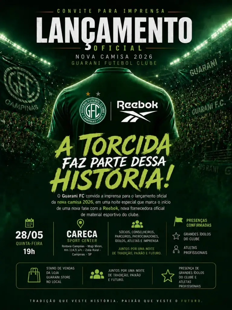 Guarani confirma lançamento de nova camisa; Veja detalhes do evento 2 GUARANI UNIFORME