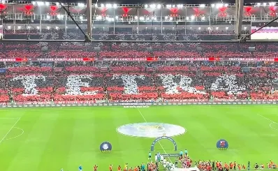 Torcida do Flamengo provoca Palmeiras com mosaicos