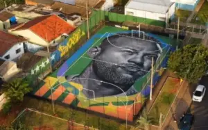 Neymar ganha obra de arte gigante em quadra de Sumaré
