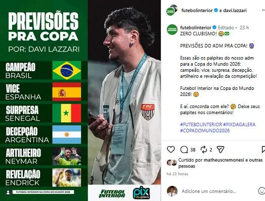 Insta FI na Copa: Previsões de quem pode chegar ou decepcionar 2 Copa do Mundo - 2026