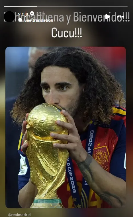 Vinícius Júnior manda mensagem para Cucurella após título na Copa: 'Bem-vindo' 2 rBE3aarW image
