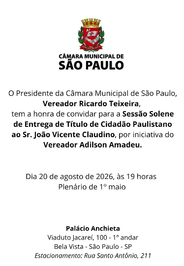João Vicente Claudino recebe título de cidadão paulistano na câmara de SP 2 LNqsgDys image