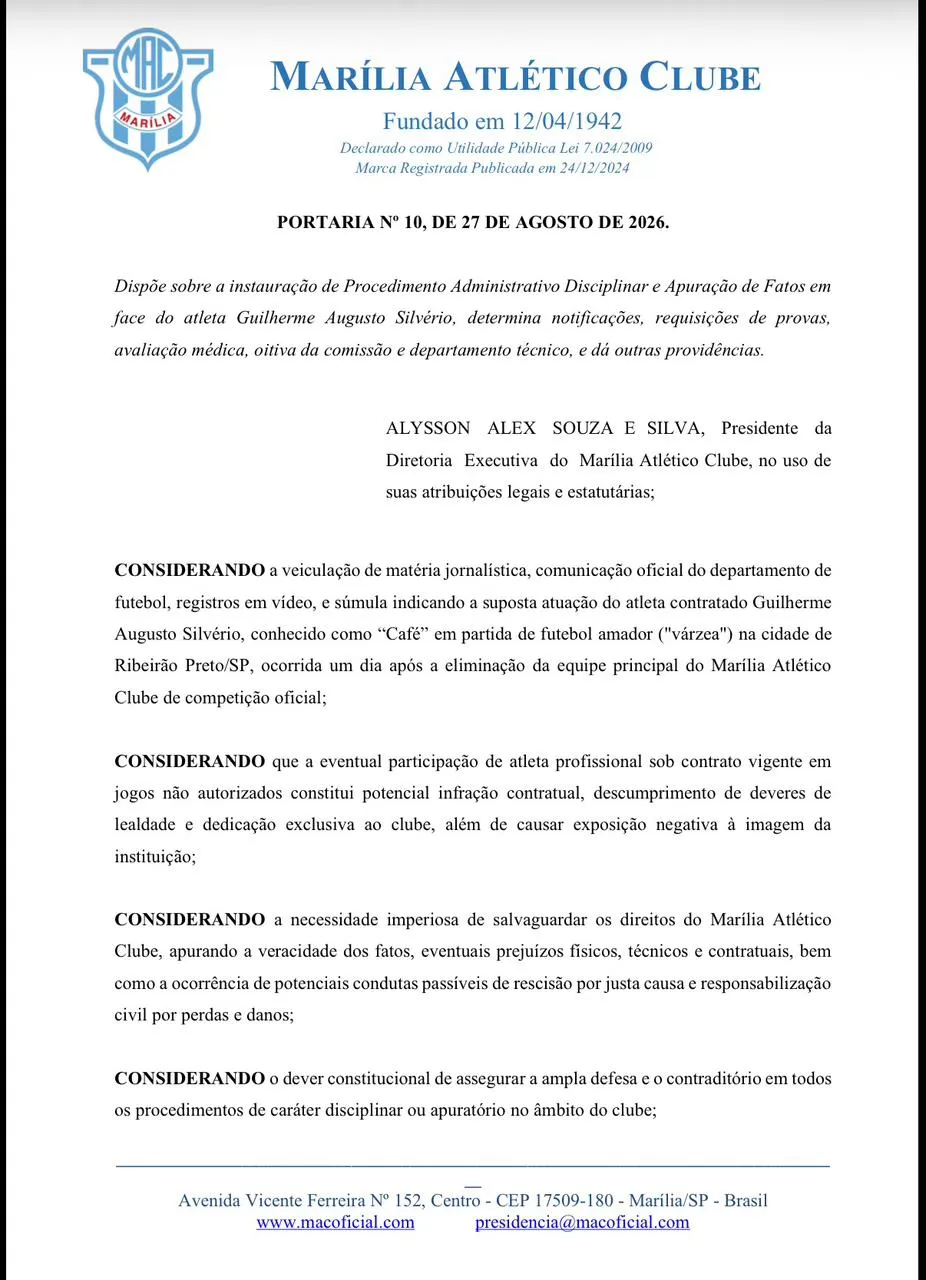 Zagueiro do Marília é flagrado atuando na várzea um dia após eliminação 4 WhatsApp Image 2026 08 27 at 21.55.36