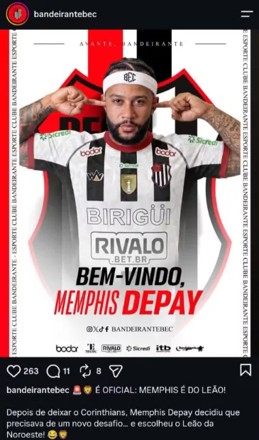 Bandeirante "anuncia" Memphis Depay para a Copa Paulista Rivalo 2 bandeirante memphis depay