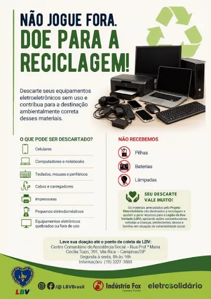 Do descarte consciente à transformação social: LBV promove coleta de eletrônicos 2 dlJkYRKa image