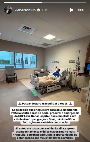 Pentacampeão, Kléberson passa por cateterismo nos EUA 2 kleberson cateterismo eua