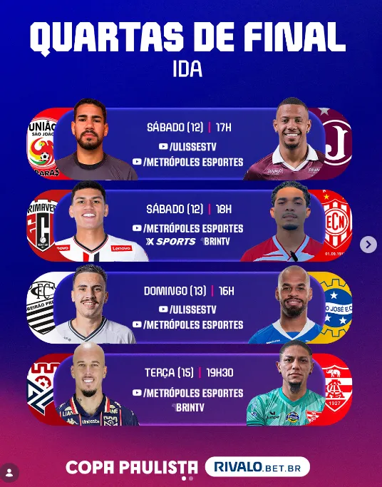 COPA PAULISTA RIVALO: FPF define datas e horários das quartas de final 3 MNQnwhpV image