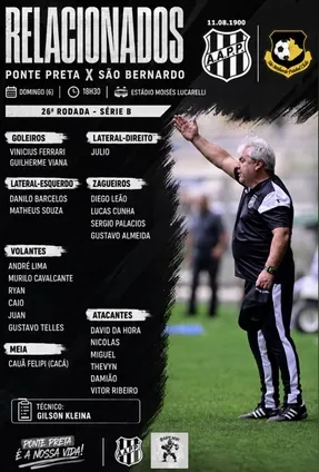 Ponte Preta x São Bernardo - Onde assistir, escalações e arbitragem! 3 ponte preta relacionados