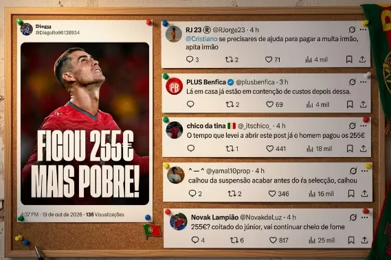 Multa de Cristiano Ronaldo surpreende e vira piada nas redes sociais 2 z3VSBHst image